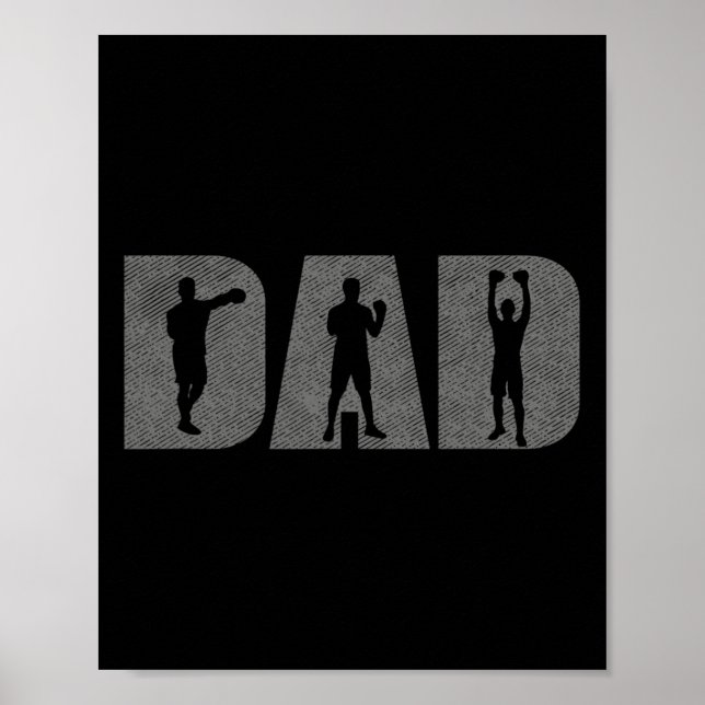 Dad Boxer Fathers Day Boxing Lover Box Gift Traini Poster (Front)