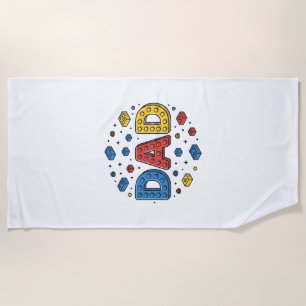 Dad Building Blocks Vintage Vector Design_1 Beach Towel