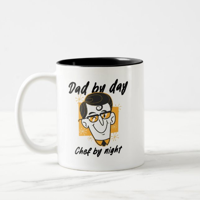 Dad by Day, Chef by Night Two-Tone Coffee Mug (Left)