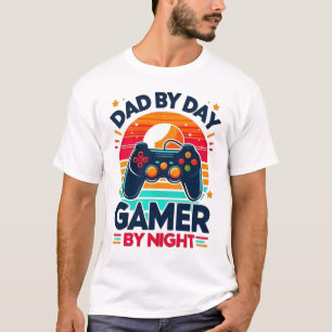 Dad By Day Gamer By Night: Retro Sunset Controller T-Shirt
