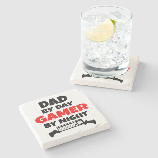 Dad by Day Gamer by Night Stone Coaster (Side)