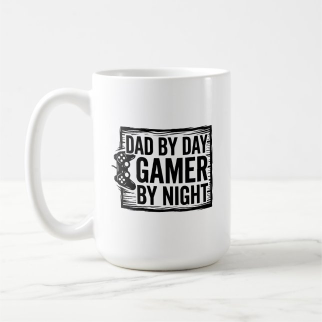 Dad By Day Gamer By Night T-Shirt - Funny Gaming D Coffee Mug (Left)