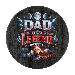 Dad By Day Legend By Night - Epic Gamer Dad Cutting Board