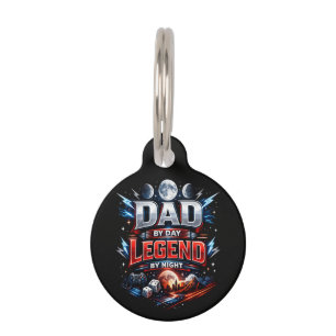Dad By Day Legend By Night - Epic Gamer Dad Pet Tag