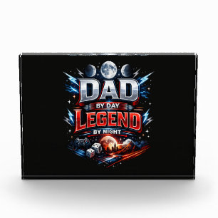 Dad By Day Legend By Night - Epic Gamer Dad Photo Block