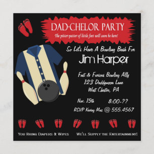 Dad-chelor Bowling Party Invitations