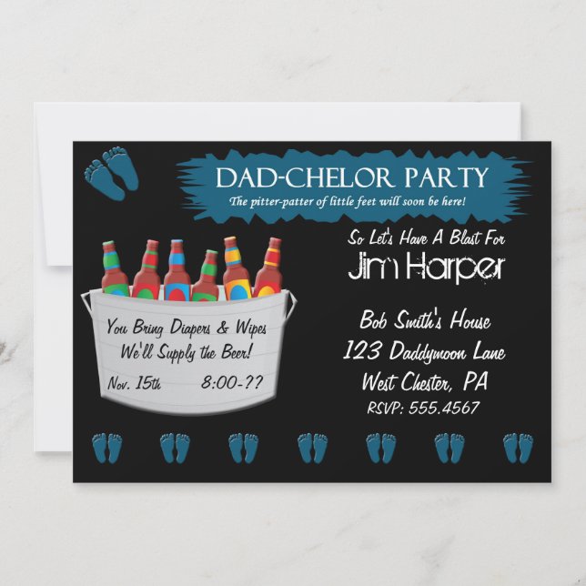 Dad-chelor Diaper Keg Party Invitations (Front)