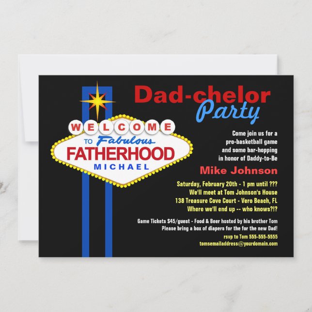 Dad-chelor Party - Daddy Diaper Keg Invitations (Front)