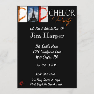 Dad-chelor Party Invite in Alphabet Photography