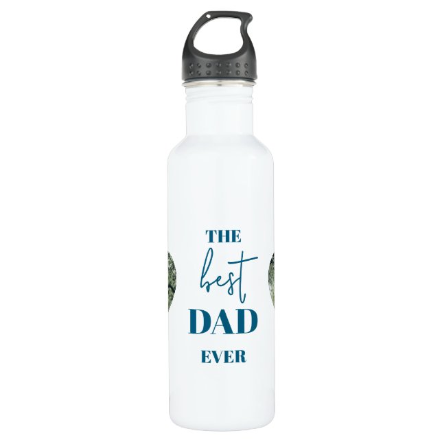 Dad & Child Photo – Heart Frame Best Dad Ever 710 Ml Water Bottle (Front)
