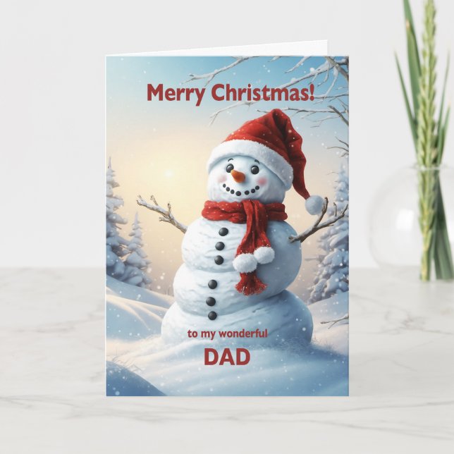 Dad Christmas Snowman  Holiday Card (Front)