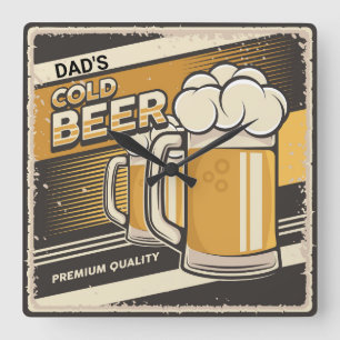 DAD Classic Cold Beer Square Wall Clock