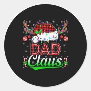 Dad Claus Christmas Lights Matching Family Xmas Pa Classic Round Sticker
