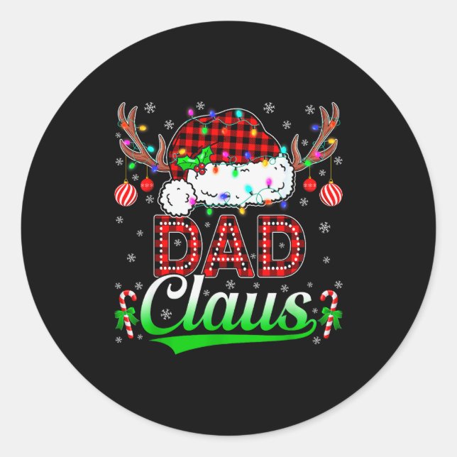 Dad Claus Christmas Lights Matching Family Xmas Pa Classic Round Sticker (Front)