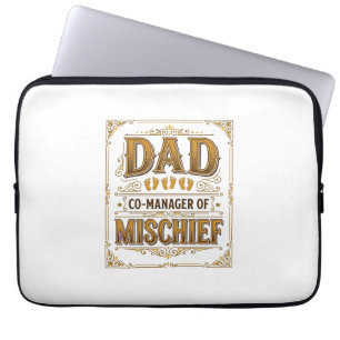 Dad Co-Manager of Mischief Funny Father Design_1 Laptop Sleeve