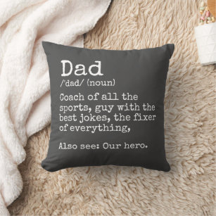 Dad Coach Best Jokes Our Hero Definition Cushion