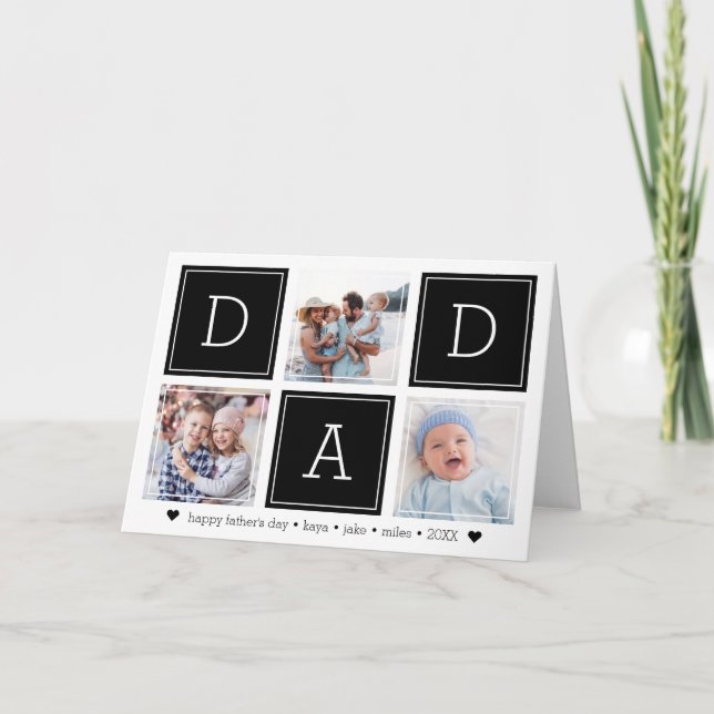 DAD Colorblock Photo Collage Father's Day Card (Front)