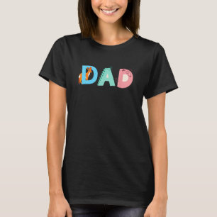 Dad Colorful Animal Letter Deer Alligator Dog T-Shirt