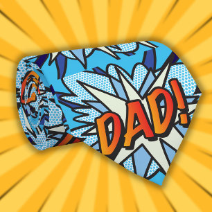 DAD Cool Fun Modern Superhero Comic Book Tie