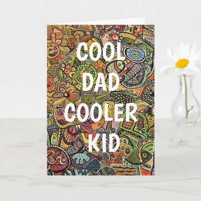 DAD COOL KID COOLER funny quote acrylic background Card (Small Plant)