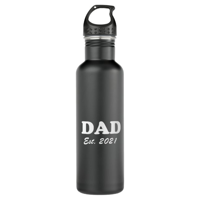Dad Custom Est date Black white modern cool 710 Ml Water Bottle (Front)