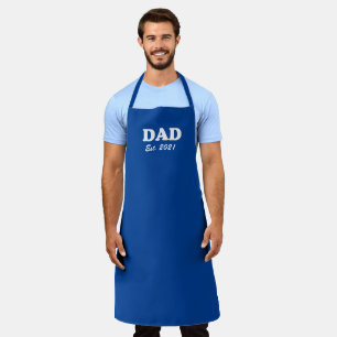 Dad, Custom Est date blue white Father's Day Apron