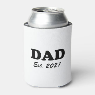 Dad, Custom Est date Father's Day black white Can Cooler