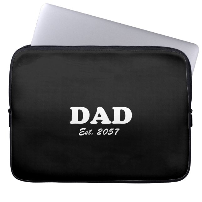 Dad Custom Est date modern typography black Laptop Sleeve (Front)