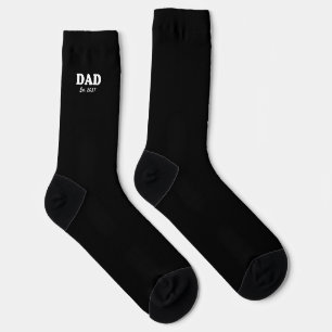 Dad Custom Est date modern typography black Socks