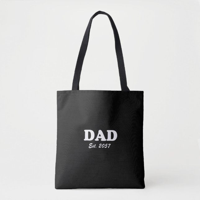 Dad Custom Est date modern typography black Tote Bag (Front)
