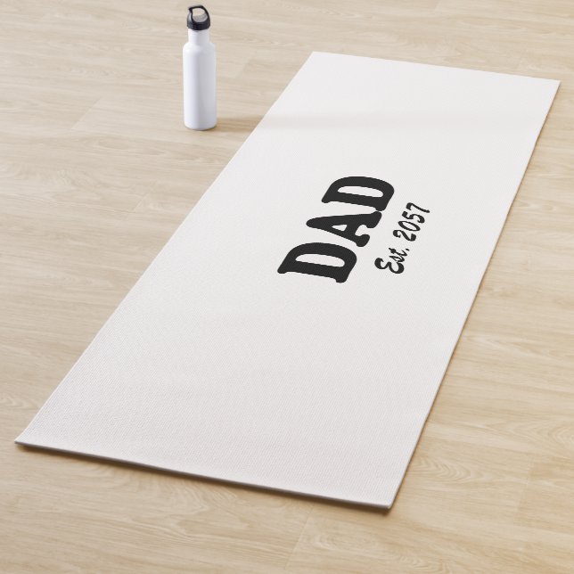 Dad custom est date modern typography white black yoga mat (In Situ)