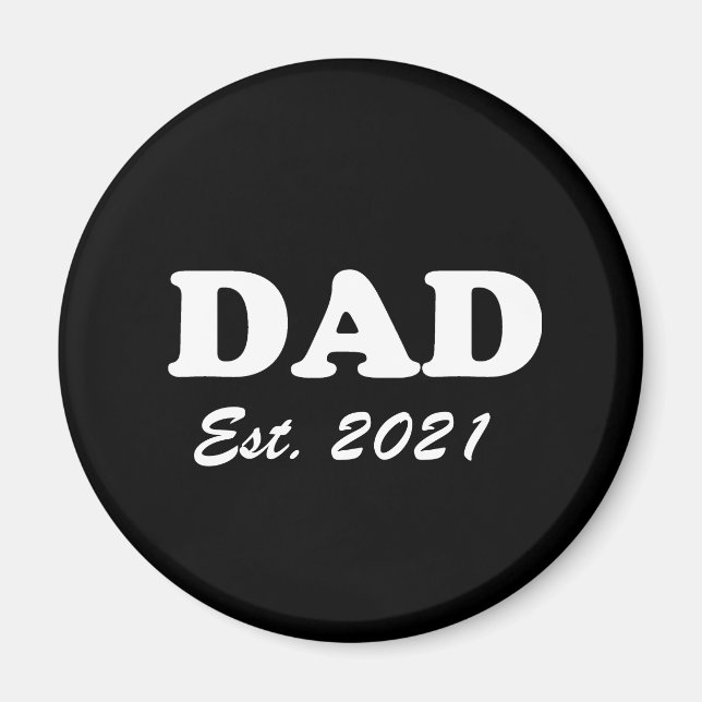 Dad Custom Established date black and white modern Magnet (Front)