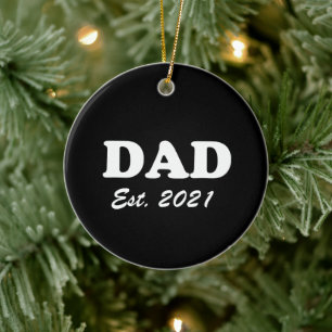 Dad custom established date black white modern ceramic ornament