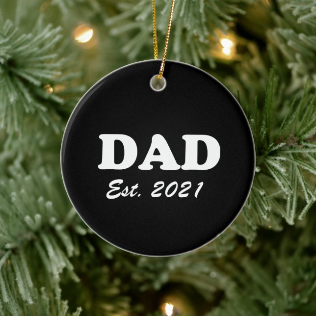 Dad custom established date black white modern ceramic ornament (Tree)