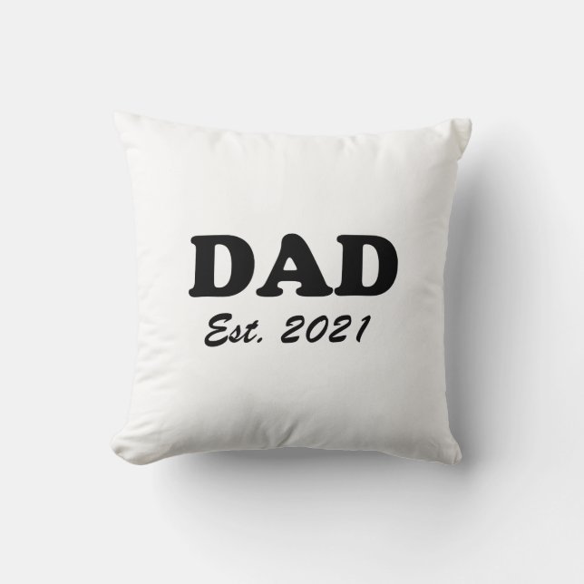 Dad Custom Established date black white modern Cushion (Front)