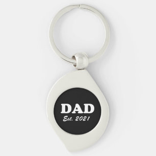 Dad custom established date black white modern fun key ring
