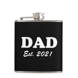 Dad Custom Established date black & white modern Hip Flask