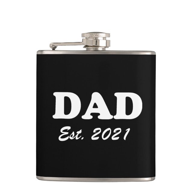 Dad Custom Established date black & white modern  Hip Flask (Front)