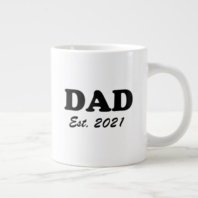 Dad custom established date black white modern large coffee mug (Right)