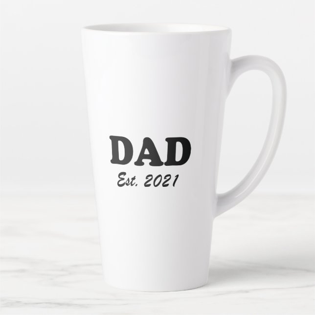 Dad custom established date black white modern latte mug (Right)
