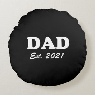 Dad custom established date black white modern round cushion