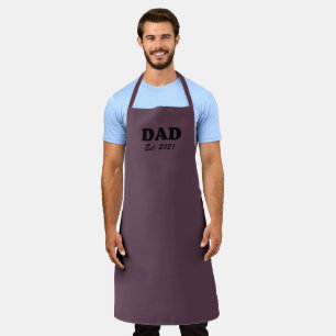 Dad Custom Established date eggplant purple modern Apron