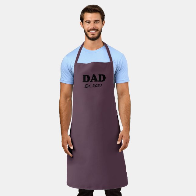 Dad Custom Established date eggplant purple modern Apron (Worn)