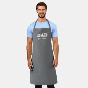 Dad Custom Established date grey modern grill bbq Apron