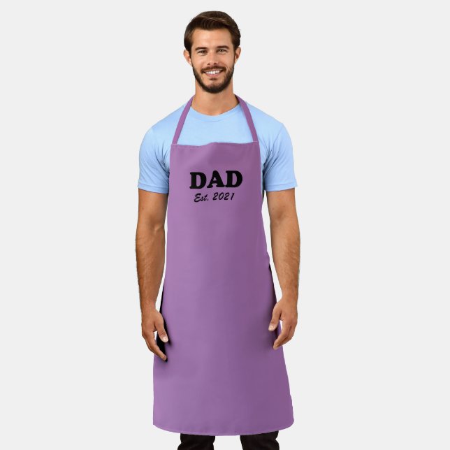 Dad Custom Established date lavender solid modern Apron (Worn)