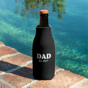 Dad Custom Established date modern funny black Bottle Cooler