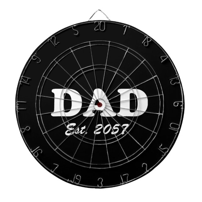Dad Custom Established date modern funny black Dartboard (Front)