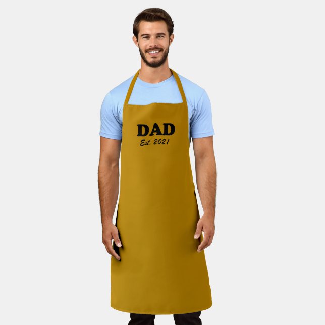 Dad Custom established date mustard modern grill  Apron (Worn)