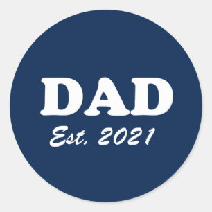 Dad Custom Established date navy blue modern fun Classic Round Sticker