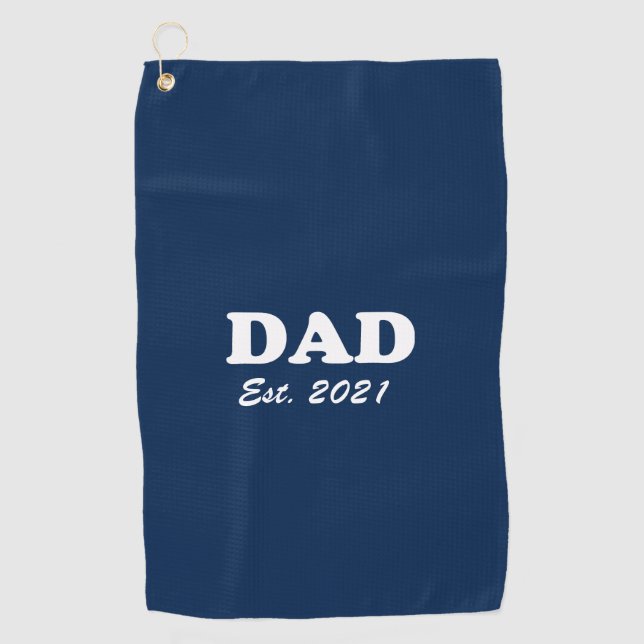 Dad custom established date navy blue personalised golf towel (Front)